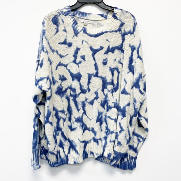 American Eagle Women's Blue White Tie Dye Knitted Long Sleeve Sweater Size M - Picture 1 of 3